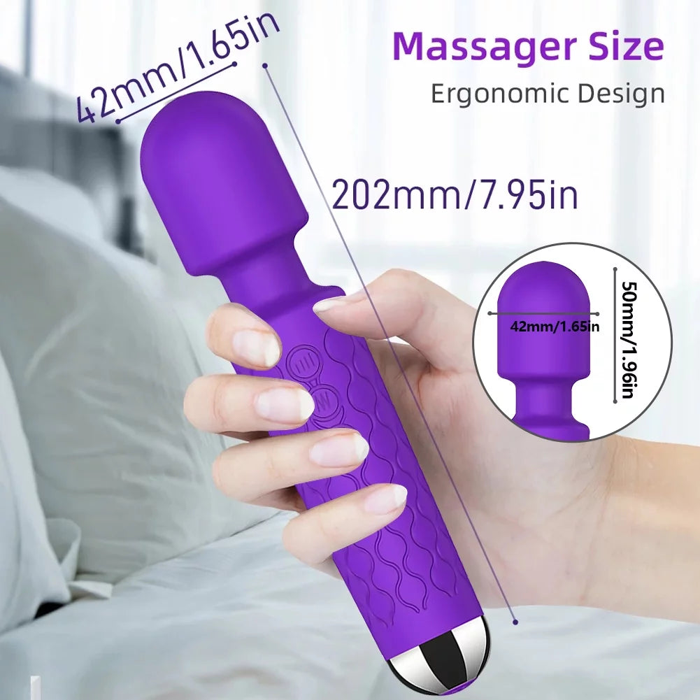 Wand Massager Vibrator with 8 Speeds 20 Vibration Modes, Personal Massager Adult Sex Toys for Women-Purple