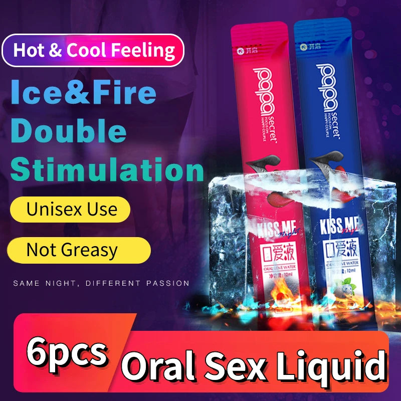 6Pcs Oral Sex Water Liquid Edible Lubricant Strawberry Peach Flavor Ice Fire Lubricants Sex Toys for Women Men Couples Sexshop